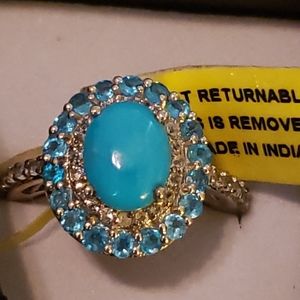 turquoise and aquamarine sterling silver ring size 6